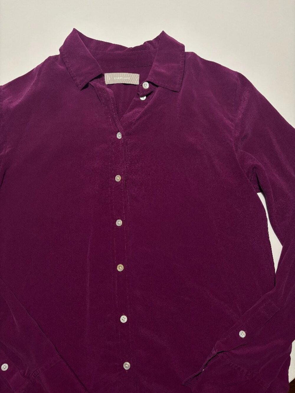 Everlane Purple Plum Silk Button Up Blouse